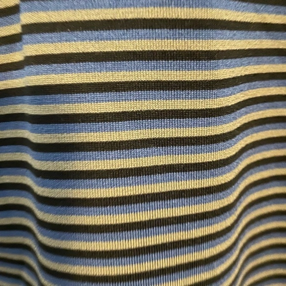 Nike Dri-Fit UV Long Sleeve Golf Striped Polo Tan Blue Black Size Large - Picture 4 of 9